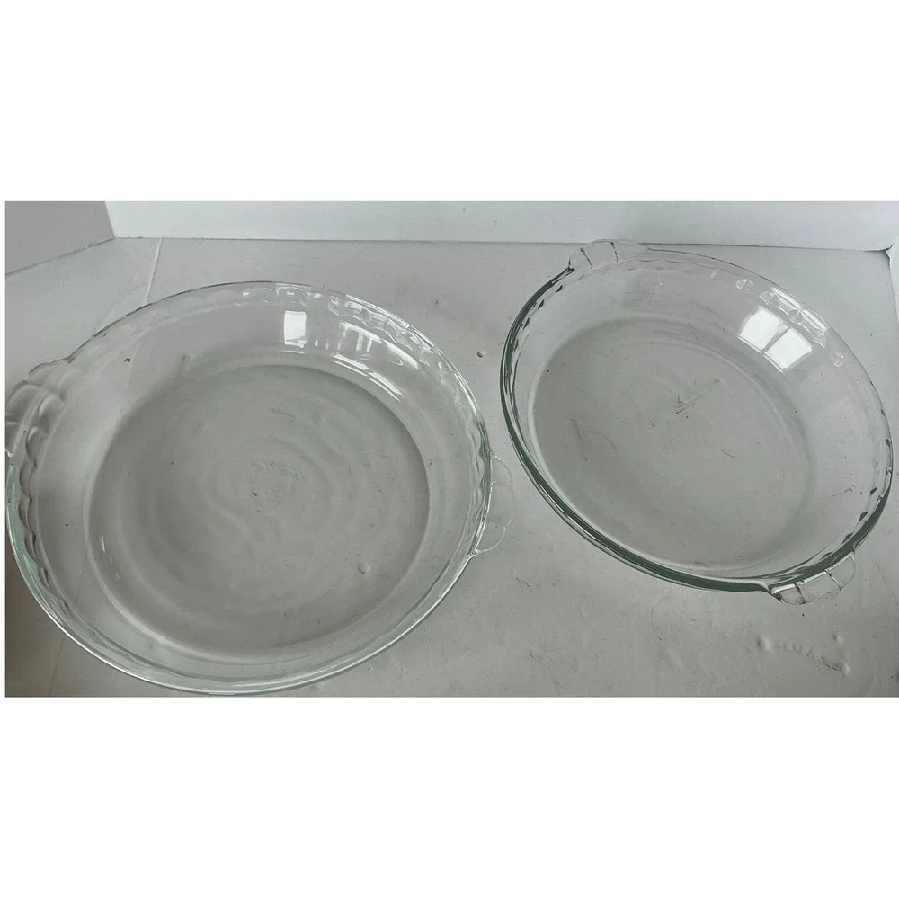 Pyrex Vintage Glass Pie Plate Set of 2 Clear Baking Dish 9 Inch Kitchenware‎
